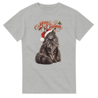 Load image into Gallery viewer, Maine Coon Cat Merry Christmas T-Shirt in ash by Catagorical