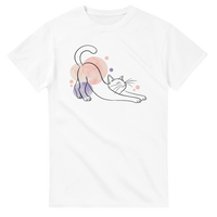 Load image into Gallery viewer, Stretching Cat Watercolor T-Shirt in white by Catagorical