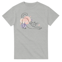 Load image into Gallery viewer, Stretching Cat Watercolor T-Shirt in ash by Catagorical