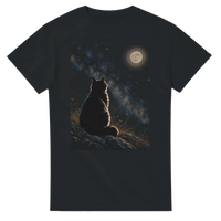 Load image into Gallery viewer, Cat Under the Stars T-Shirt in black by Catagorical