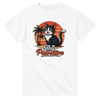 Load image into Gallery viewer, Stay Pawsitive Cat T-Shirt in white by Catagorical