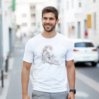 Load image into Gallery viewer, Colourful Cat Stretch Watercolour T-Shirt by Catagorical, view 2