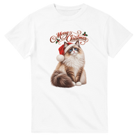 Load image into Gallery viewer, Ragdoll Cat Merry Christmas T-Shirt in white by Catagorical