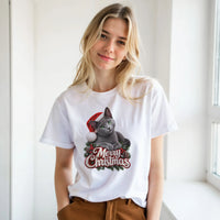 Load image into Gallery viewer, Russian Blue Merry Christmas T-Shirt by Catagorical