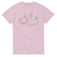 Load image into Gallery viewer, Sleeping Cat Watercolor T-Shirt in light pink by Catagorical