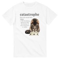Load image into Gallery viewer, Catastrophe Definition Cat T-Shirt in white by Catagorical
