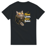 Load image into Gallery viewer, Nine Lives Zero Rules T-Shirt in black by Catagorical