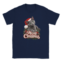 Load image into Gallery viewer, Russian Blue Merry Christmas T-Shirt in navy by Catagorical
