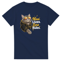 Load image into Gallery viewer, Nine Lives Zero Rules T-Shirt in navy by Catagorical