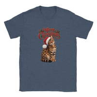 Load image into Gallery viewer, Bengal Merry Christmas T-Shirt in heather navy by Catagorical