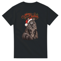 Load image into Gallery viewer, Maine Coon Cat Merry Christmas T-Shirt in black by Catagorical