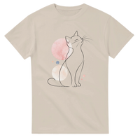 Load image into Gallery viewer, Minimalist Watercolor Cat T-Shirt in sand by Catagorical