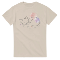 Load image into Gallery viewer, Sleeping Cat Watercolor T-Shirt in sand by Catagorical