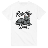 Load image into Gallery viewer, Russian Blue Cat Dad T-Shirt in white by Catagorical