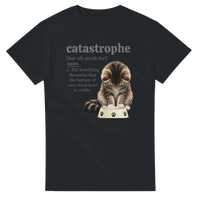 Load image into Gallery viewer, Catastrophe Definition Cat T-Shirt in black by Catagorical