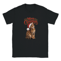 Load image into Gallery viewer, Bengal Merry Christmas T-Shirt in black by Catagorical