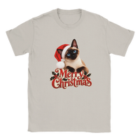 Load image into Gallery viewer, Siamese Cat Merry Christmas T-Shirt in ice grey by Catagorical