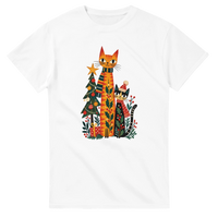 Load image into Gallery viewer, Whimsical Christmas Cats T-Shirt in white by Catagorical