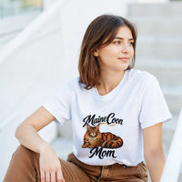 Load image into Gallery viewer, Maine Coon Cat Mom T-Shirt in white by Catagorical, view 3