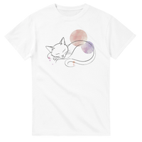 Load image into Gallery viewer, Sleeping Cat Watercolor T-Shirt in white by Catagorical