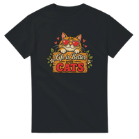 Load image into Gallery viewer, Life Is Better With Cats T-Shirt in black by Catagorical